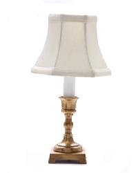 Antique Brass Square Candlestick Lamp-White